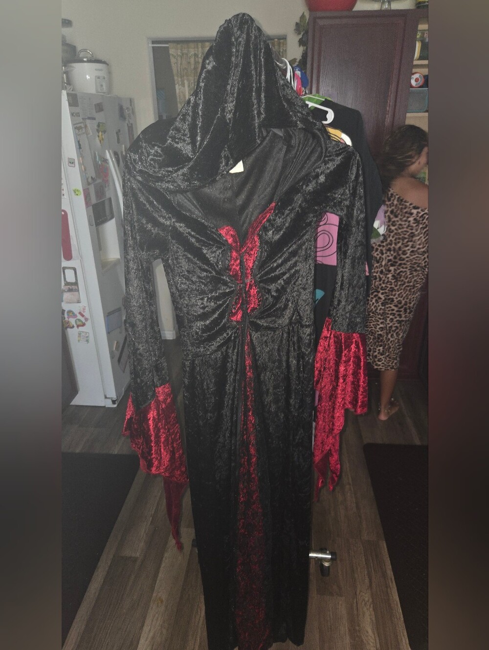Gothic Vampire Witch Hooded Robe Adult small Women Halloween Costume hood and re